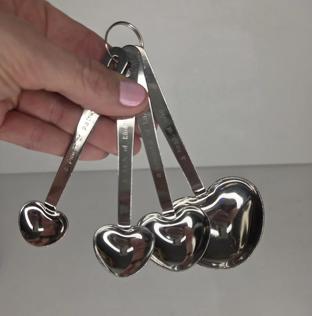 Valentine's Day Silver‎ Heart Shaped Measuring Spoons